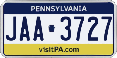 PA license plate JAA3727