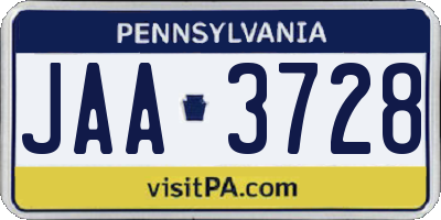 PA license plate JAA3728