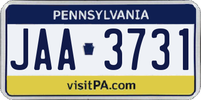 PA license plate JAA3731