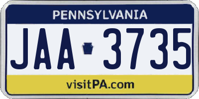 PA license plate JAA3735