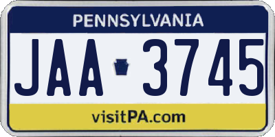 PA license plate JAA3745