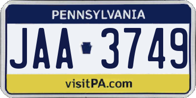 PA license plate JAA3749