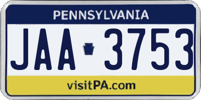 PA license plate JAA3753