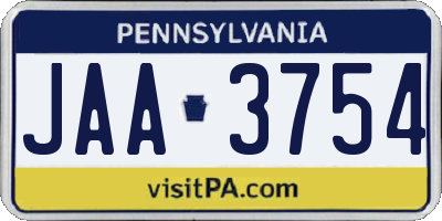 PA license plate JAA3754