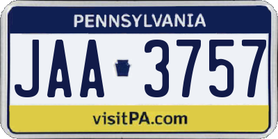 PA license plate JAA3757