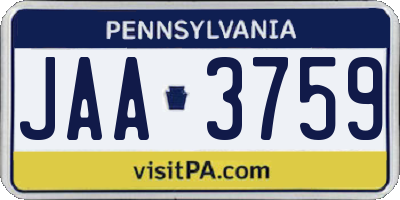 PA license plate JAA3759