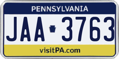 PA license plate JAA3763