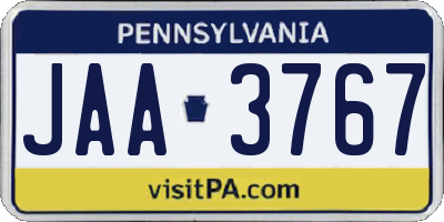 PA license plate JAA3767