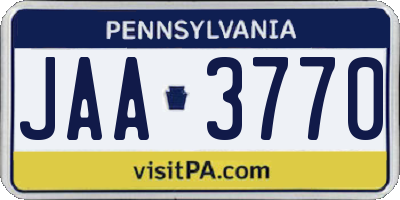 PA license plate JAA3770
