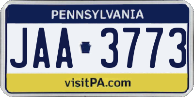 PA license plate JAA3773