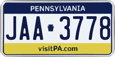 PA license plate JAA3778