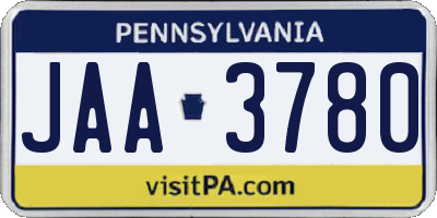 PA license plate JAA3780