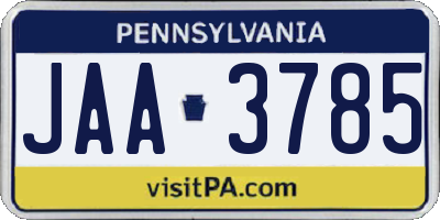 PA license plate JAA3785