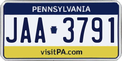 PA license plate JAA3791