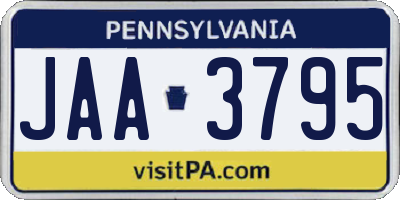 PA license plate JAA3795