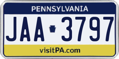 PA license plate JAA3797