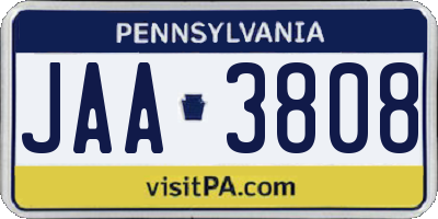 PA license plate JAA3808