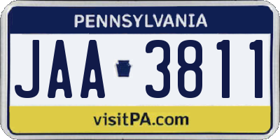 PA license plate JAA3811