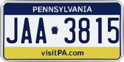 PA license plate JAA3815