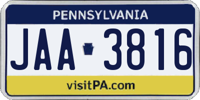 PA license plate JAA3816