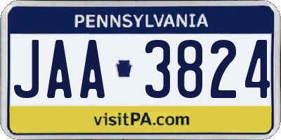 PA license plate JAA3824