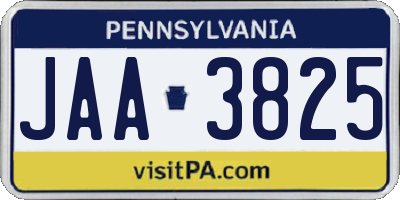 PA license plate JAA3825