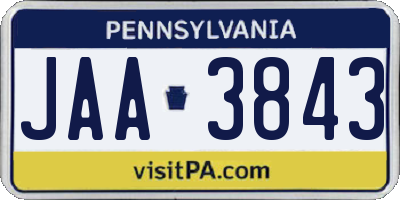 PA license plate JAA3843