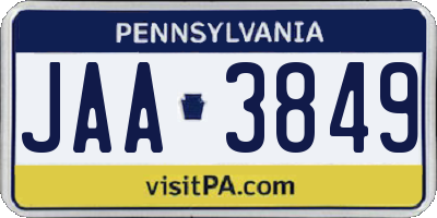 PA license plate JAA3849