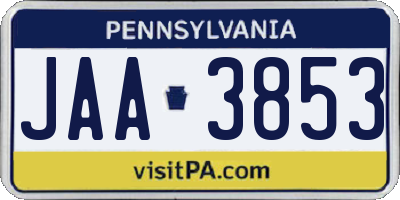 PA license plate JAA3853