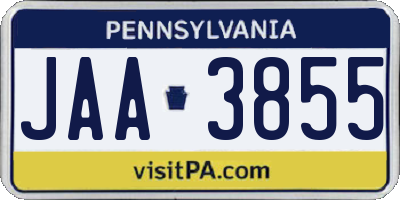 PA license plate JAA3855