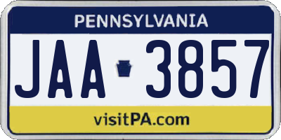 PA license plate JAA3857