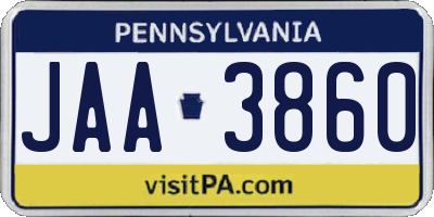 PA license plate JAA3860