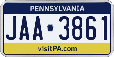PA license plate JAA3861
