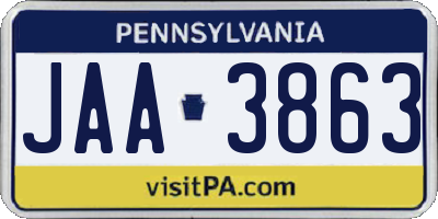 PA license plate JAA3863