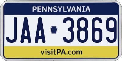 PA license plate JAA3869