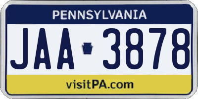PA license plate JAA3878