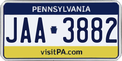 PA license plate JAA3882