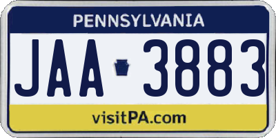 PA license plate JAA3883