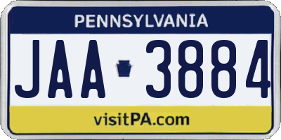 PA license plate JAA3884