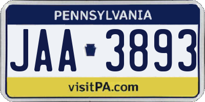 PA license plate JAA3893