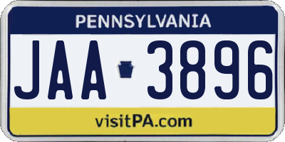 PA license plate JAA3896