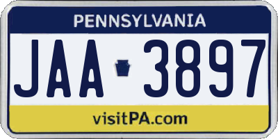 PA license plate JAA3897