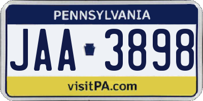 PA license plate JAA3898