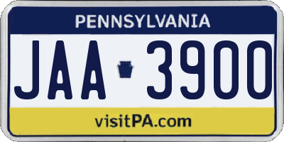 PA license plate JAA3900