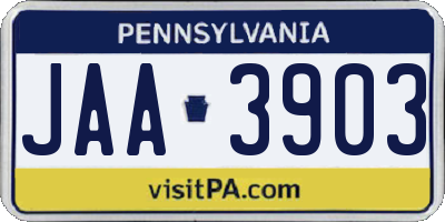 PA license plate JAA3903