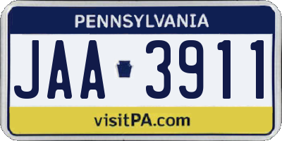 PA license plate JAA3911