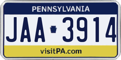 PA license plate JAA3914