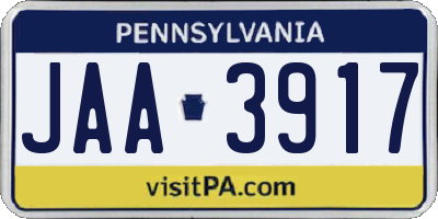 PA license plate JAA3917