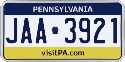 PA license plate JAA3921