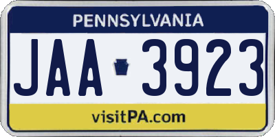 PA license plate JAA3923